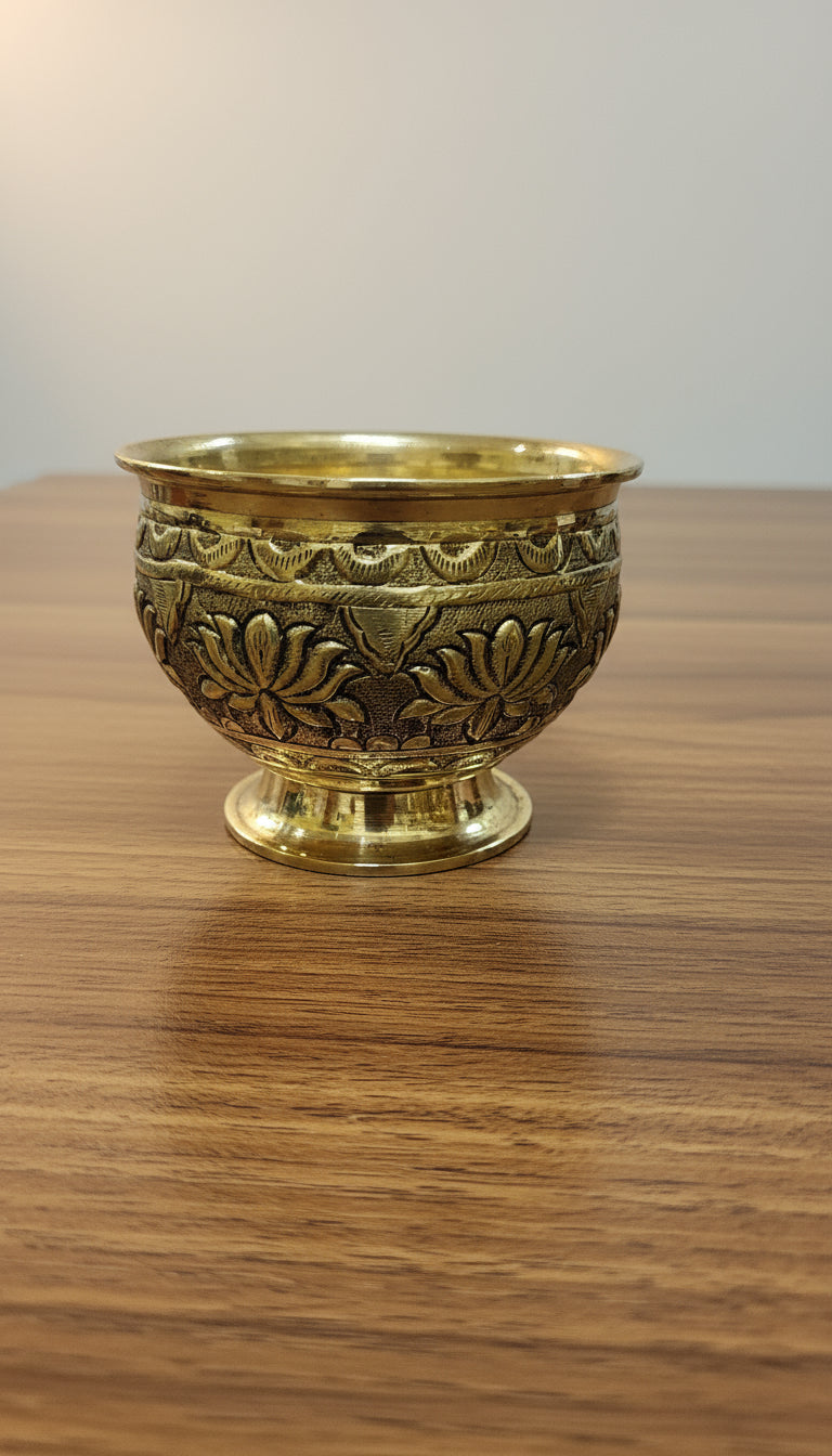 set of 2 Brass Lotus design bowl ideal for Pooja Purpose/ snacks/ fruits